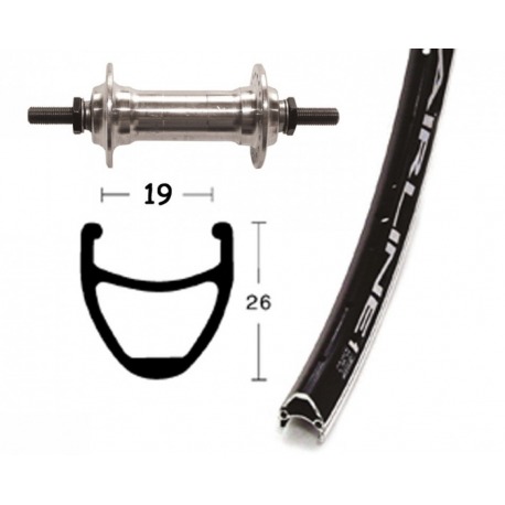 Roue avant 28x1.75 axe cor.od. fendu 36 trous Airline 1 couleur rayons noirs Niro