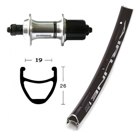 Roue arrière 28x1,75 TX 800 8/10-v. argent QR 36a. Airline 1 rayons noirs Niro