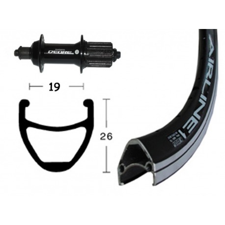 Roue arrière 28x1.75 Deore noir 8/9v QR 36 trous Rayons Airline 1 noirs noirs Niro