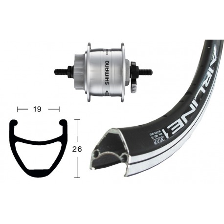 Roue avant 28x1.75DH3D32 Disc6a. fixe argent 36a. Airline 1 rayons noirs Niro