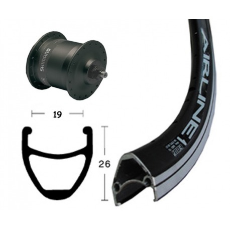 Roue avant 28x1.75 din.od.DH3N30 QR 36 trous Rayons Airline 1 noirs noirs Niro