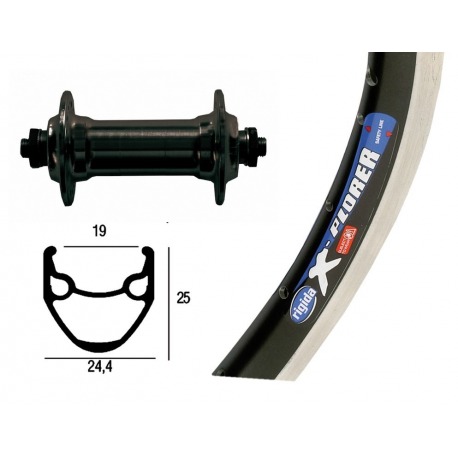 Roue avant 26x1.75alu neg.SSP 36 ab. X-Plorer rigide nég/argent. Radi. Niro ne.