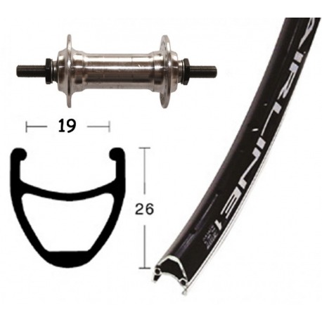 Roue Avant 26x1.75 Alu slot 36 trous Turn Airline 1 rayons noirs Niro