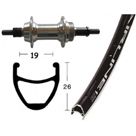 Roue arrière 26x1.75 rigide rainurée 36 trous. Vuelta Airline 1 rayons noirs Niro