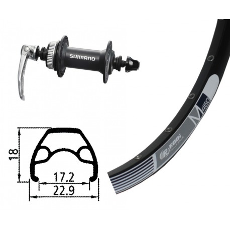 Roue avant 26x1.9Alivio435 Centerl.ne..QR 32O Rodi M 460 disque noir .Niro rayon(ne.)