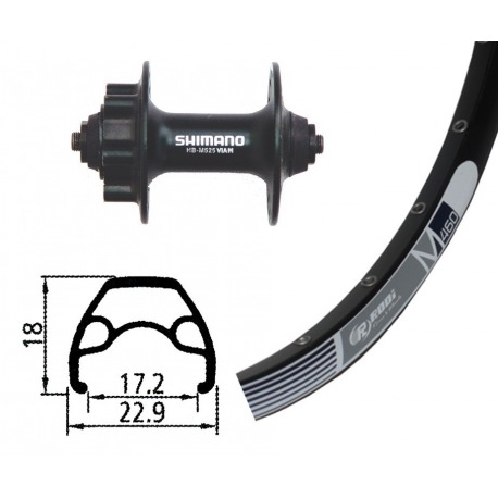 Roue avant 26x1.9 Alivio Disc 6O.ne. QR 32O Rodi M 460 disque noir .rayon Niro(ne.)