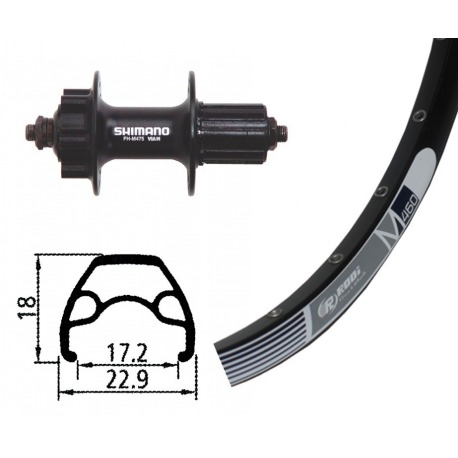 Roue arrière 26x1.9 Alivio Disc 6 à QR 32a(8-10v) Rodi M 460 black disc .Niro spoke(ne.)