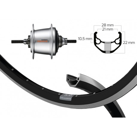 Roue arrière 26x1.75moyeu Roue libre Cale.7-v.36a. ZAC 421 rayons noirs Nirosta 2 0/2 34