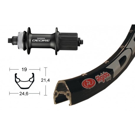 Roue arrière 28x1.75 Deore 615 Centerl.noir 36a. ZAC 2000 Disc noir rayons Niro(noir)