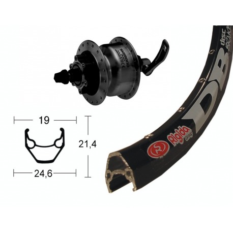 Roue avant 28" DH3D30 6 trous.NG QR 36 ZAC 2000 Disc Niro rayons noirs