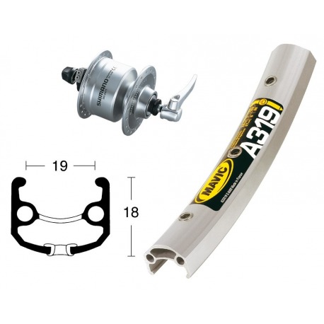 Roue avant 28x1.75din DH3N72 QR36 MAVIC A319 rayons Niro silverDD