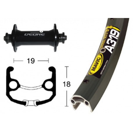 Roue avant 28x1.75 Deore black QR 36 trous Mavic A319 ngr 19-622 rayons NiroDD ngrs