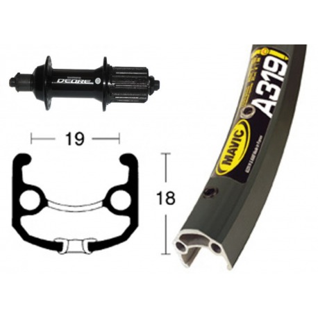 Roue arrière 28x1.75 Deore noir 8/9v QR 36 trous Mavic A319 ngr 19-622 rayons NiroDD ngrs