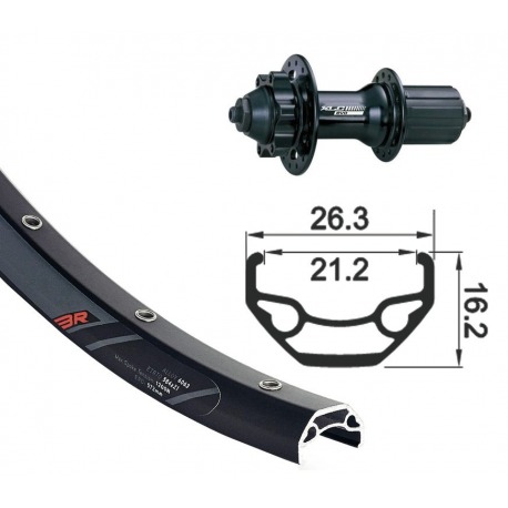 RT 27,5" XLC 6 trous ne. QR 32L Rodi Black Rock DISK ne., Rayons Niro ne.