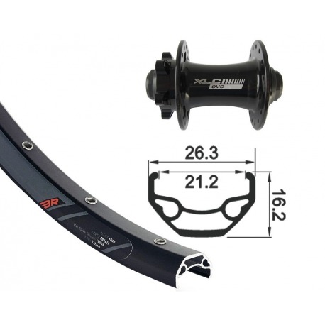 RD 29" XLC 6 trous ne. TA 15 32L Rodi Black Rock DISK ne, rayons Niro(ne)