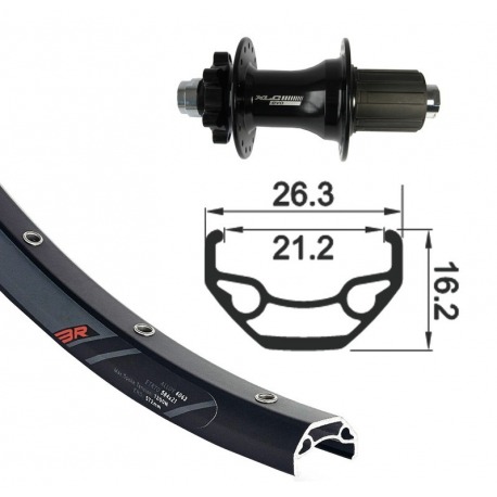 RT 29" XLC 6 trous ne. TA 12 32L Rodi Black Rock DISK ne, rayons Niro(ne)