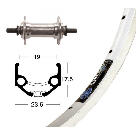 Roue Avant 28x1.75 moyeu alu.pl.rig.36O Rigide Zac 19 rayons argent Niro