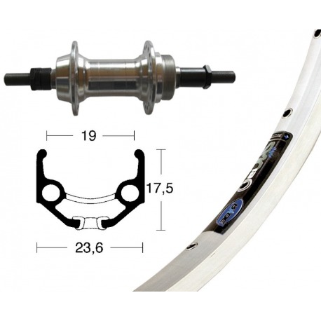 Roue arrière 28x1.75cor.dent. 6/7v.pl. 36O Rigida Zac 19 rayons argentés Niro