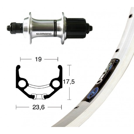 Roue arrière 28X1.75 TX800 8/10-v. plat QR 36a. Radio rigide Zac 19 argent Niro