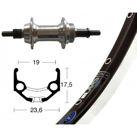 Roue arrière 28x1.75cor.dent. 6/7v.pl. 36O Rigide Zac 19 ne./pl. radio niro
