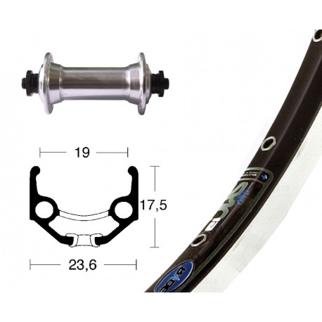 Roue avant 28x1.75 TX800 argent QR 36a. Rigide Zac 19 ne./pl. radio niro