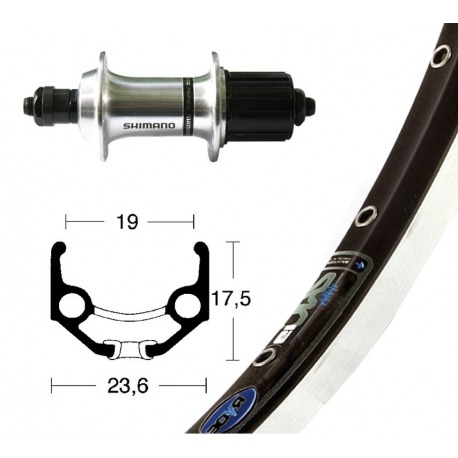 Roue arrière 28X1.75 TX800 8-v. argent QR 36a. Radio Rigida Zac 19 noir/argent Niro