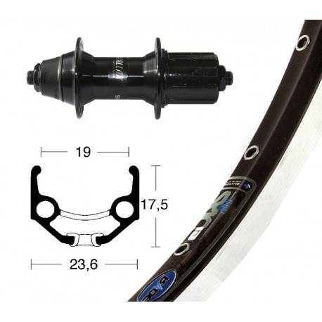 Roue arrière 28x1,75 T 3000 8-v. noir QR 36a. Rigide Zac 19 ne./pl. Niro-Speich (ne.)