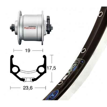 Roue Avant 28x1.75Din d.cuboDH3N30 pl.QR 36O Rigide Zac 19 ne./pl. radio niro