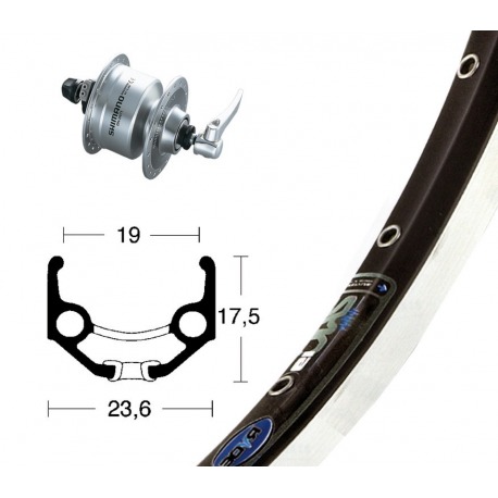 Roue Avant 28x1.75Din d.cuboDH3N72 pl.QR 36O Rigide Zac 19 ne./pl. radio niro