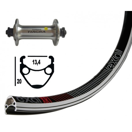 Roue avant 13-622 Tiagra QR 32 trous QR ExalXR-1 ngr/argent avec oeillets de rayonNiroDD