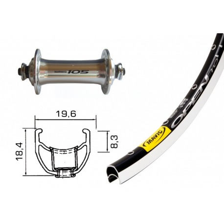 Roue avant 700C 105 argent QR 32 trous Mavic Open Pro rayons noirs Niro DD