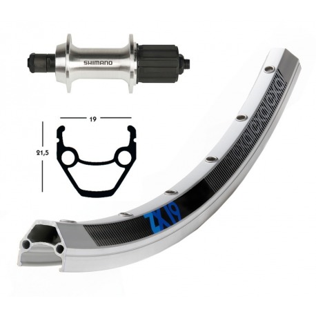 Roue arrière 28x1,75 TX800 8/10-v. argent QR 36a. Exal ZX 19 Argent Niro 2X2 34 Rayons