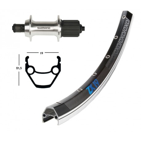 Roue arrière 28x1,75 TX 800 8/10-v. argent QR 36a. Rayons Exal ZX19 noir/poli N. 2X2 34