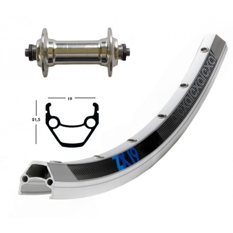 Roue avant 26X1.75 moyeu cor.QR 36 ag. Exal ZX 19 rayons argent Niro