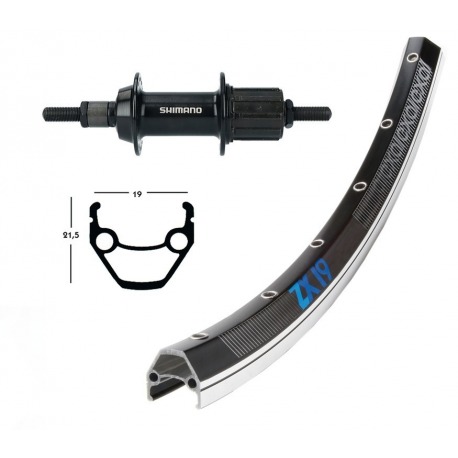 Roue arrière 26x1.75TY500 7v noir fixe 36 trous Exal ZX 19 rayons noir/argent Niro