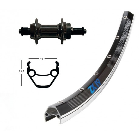 Roue arrière 28x1.75 al. ne. cor.de.to. QR 36ab. Exal ZX 19 neg/argent. Niro parle négatif.