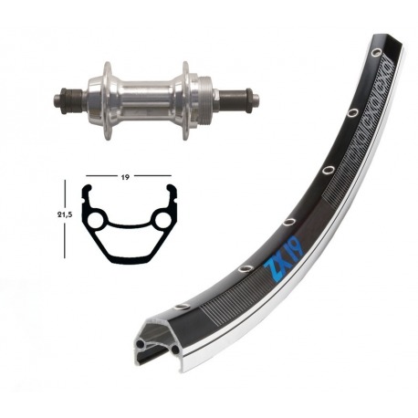Roue arrière 28x1.75 cor.de.a à. 6/7v pl.QR 36ab. Exal ZX 19 neg/bru.rayons Niro