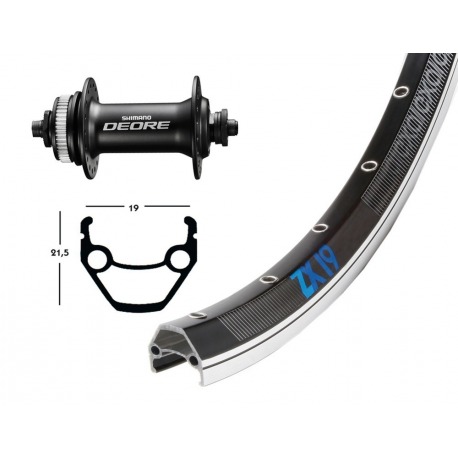 Roue avant 28x1.75 Deore 615 Centerl.noir 36a. Exal ZX 19 rayons noir/argent Niro