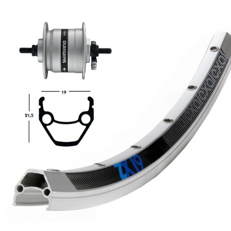 Roue avant 26x1.75 din.d.axle DH3N30 ran.36 aguj. Rayons Niro argent ZX 19 avec moyeu fixe