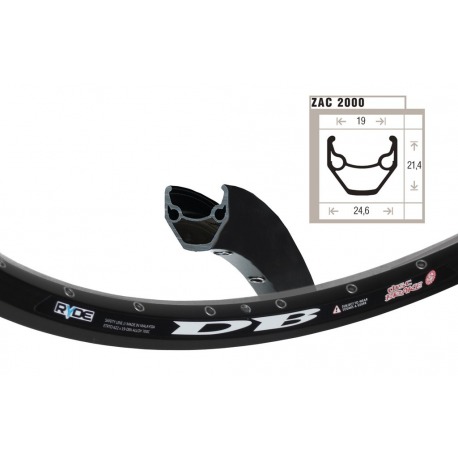 Jante rigide ZAC 2000 28" Disc, noir 622-1622-19 VL 6,5mm 36 trous, avec oeillets