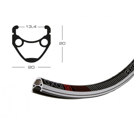 Jante Exal XR 1 28" noire 622-13 VL 6,5 mm 36 trous, sans oeillets