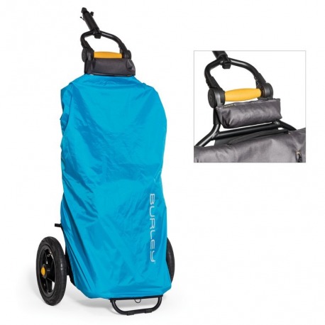 Housse de pluie pour Burley Travoy cyan dans un sac de cadre