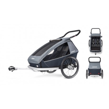 Remorque pour enfants Croozer (E) 2020 Kid Vaaya 2,gris bleu,AirPad biplace