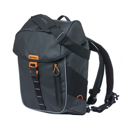 Basil Miles Tarpaulin sac à dos noir/orange, 31x17x44cm