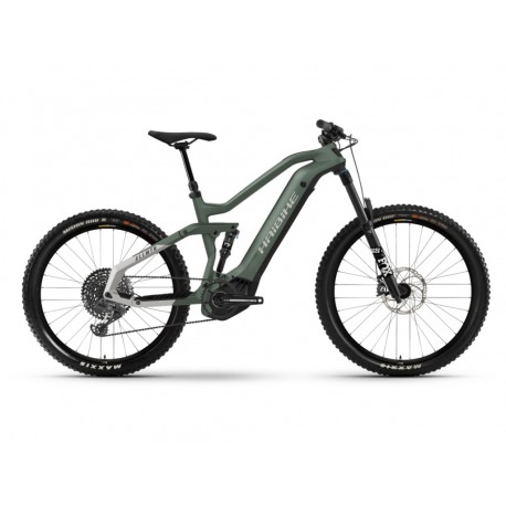 Vélo électrique double suspension Haibike AllMtn 6 i600Wh 12-G GX Eagle bambou/vert froid mat Mod. 2021