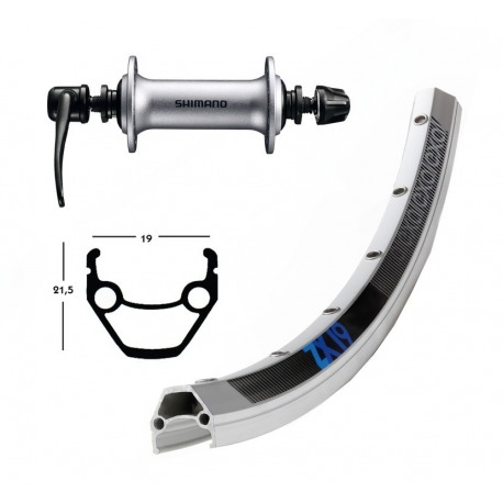 Roue avant 26x1.75 Acera T3000 argent QR 36 a. Exal ZX 19 rayons argent Niro