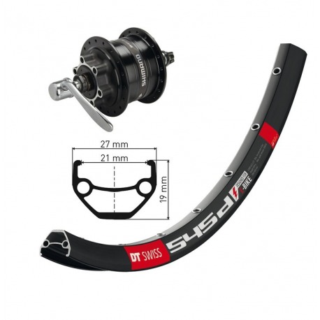 Roue avant 26x1.90"Moyeu-Dina.DH3D32 6a. QR 36a. DT Swiss 545 Disque nég. Rayons Niro (ne.)