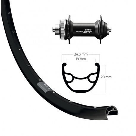 Roue avant 29" Deore XT Centerl. black QR 32a. Ryde Zac 2000 Disc black rayons Niro(ne)