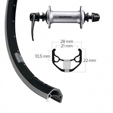 Roue avant 26x1.75 Acera T 3000 argent SSP 36L Ryde ZAC 421 rayons noirs Niro