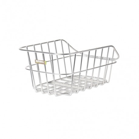 Panier de roue arrière Cento aluminium 40x24x21 cm couleur aluminium, grosse maille